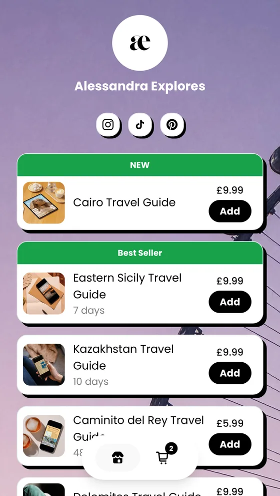 A LinkShop page, example 2